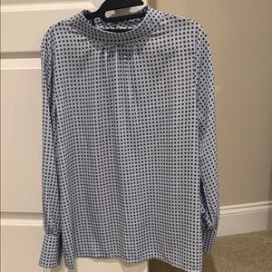 Ann Taylor Factory White and Black Patterned Top